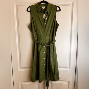 J Crew Green Button Down Cotton Dress